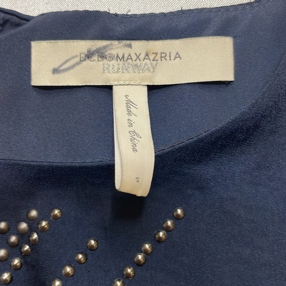 Limited Edition 2010 BCBGMaxAzria Runway Studded Navy Belted Sheath Asymmetrical - Picture 9 of 15